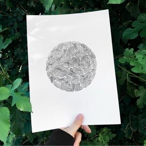 Swirly line art original drawing